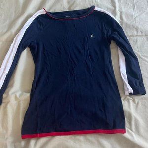 nautica 3/4 length mid 2000s long sleeved shirt y2k 90s colorblock